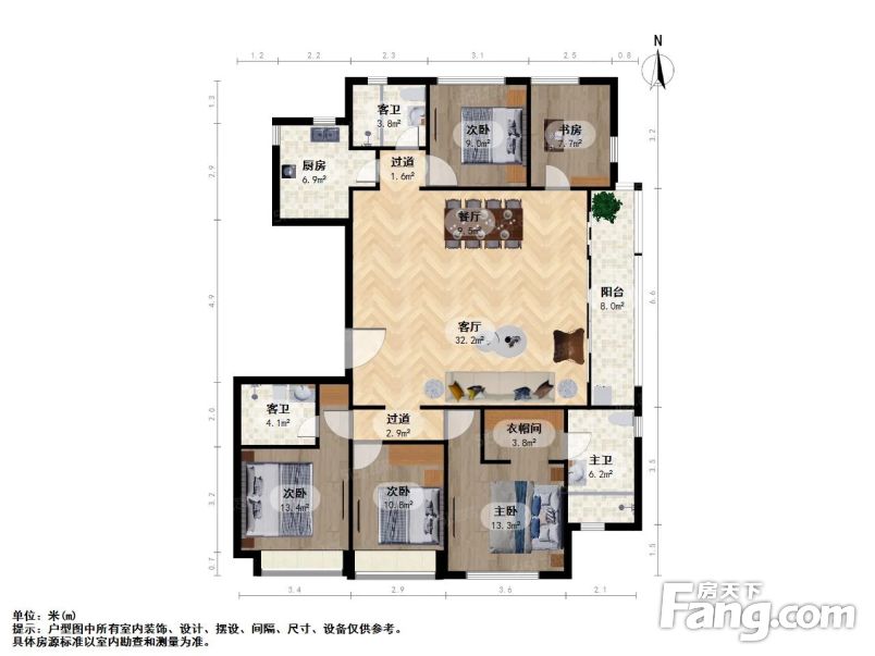 申花· 九龙仓华发天荟 · 5室 · 2厅,杭州拱墅申花九龙仓华发天荟