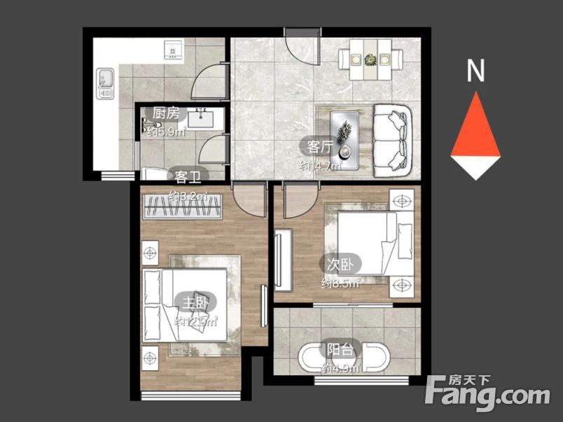 檀香湾2室1厅简装修