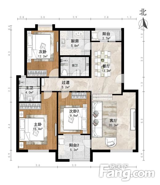 南北通透半岛蓝湾天择园3室2厅