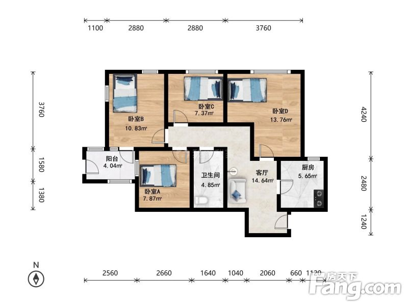 商务核心区店长推荐潞苑k2清水湾嘉园3室1厅