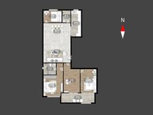 三朝南户型,一梯一户,私密性好,得房率高,新式精装