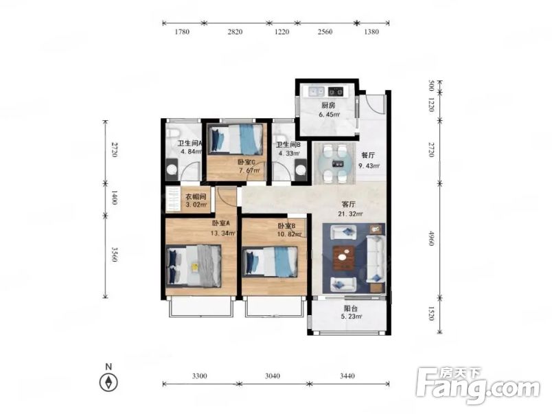 萧山经济开发区招商闻博花城3室2厅