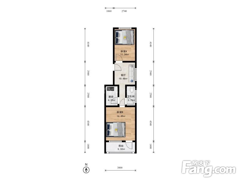 果园地铁边 南北格局东边户全明户型 采光好 中间层 满套