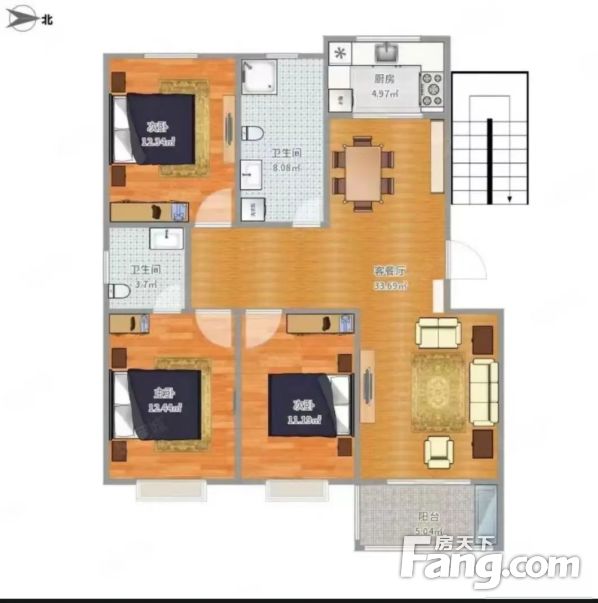 户型 世贸花园东区园心平层电梯3楼4房2三面采光 各付,汕头龙湖明珠