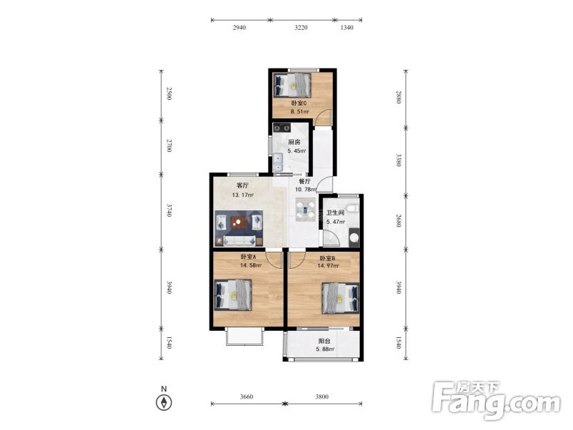 西湖文一西路政新花园3室2厅