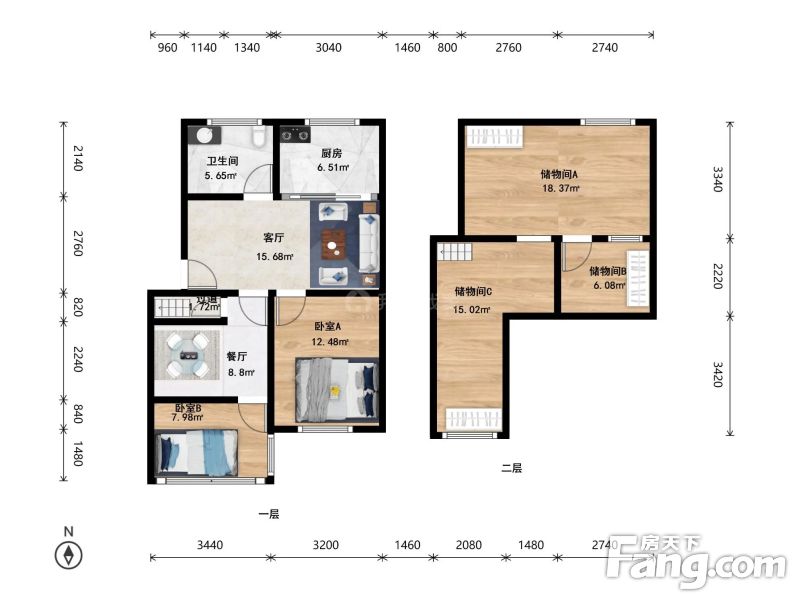 观景阁楼西湖区近地铁二号线龙湖天街旁带阁楼精装两室