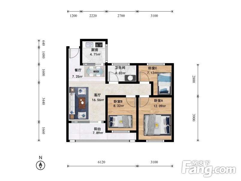 海棠公寓精装修三房高楼层18号线地铁东城诚售