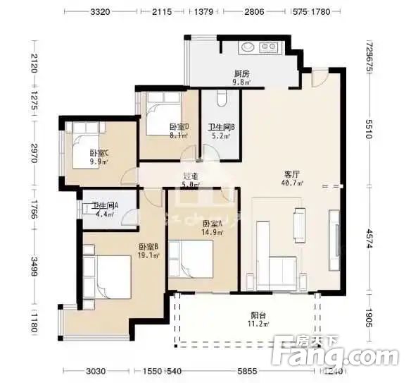 新希望锦官城4房2厅毛坯116万