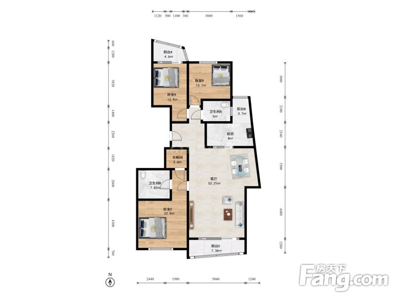 丽都水岸 临河高层南北三居 远观国贸城市景观 北向观小区园林