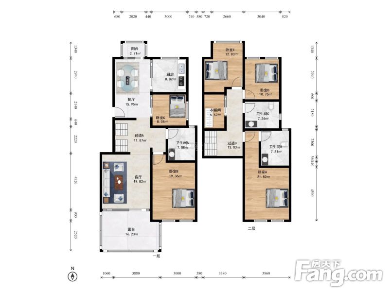 跃层大5房客厅挑空景观大露台送车位,杭州西湖西湖和家园二手房 五室