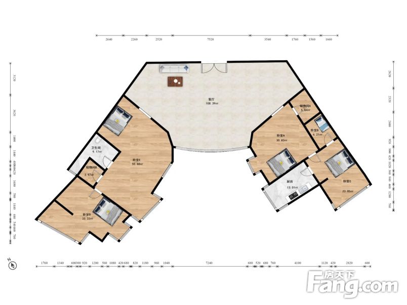 纽约豪园高层东西南景观房看中国尊