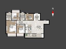 龙湖景粼天著 145.83平4居 南向毛坯 视野无遮挡