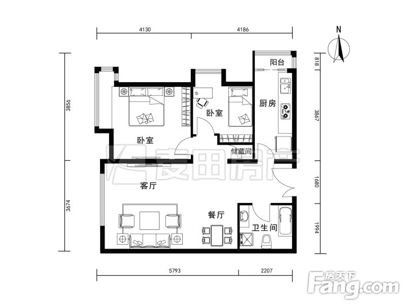 天鹅湾北区2室1厅精装修