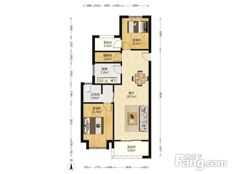 报价可谈江北新区江与城次新小区小面积边户通透户型