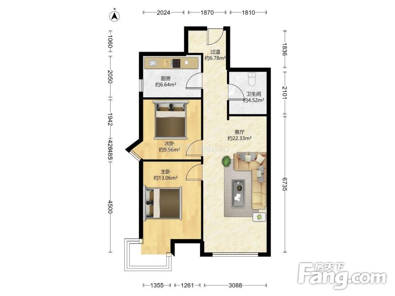 南北通透华润中央公园2室1厅
