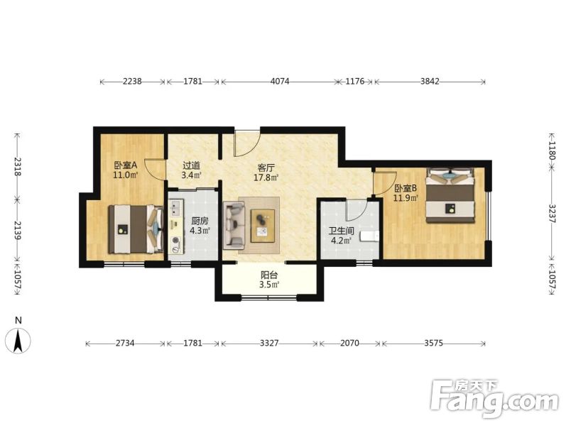 北宁湾两居室精装修200米3号线中介只收壹