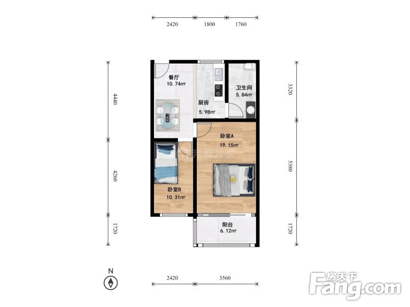 雄镇楼城南家园2室1厅
