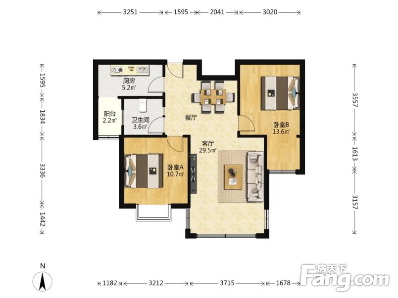 临港新城一期2室1厅南北