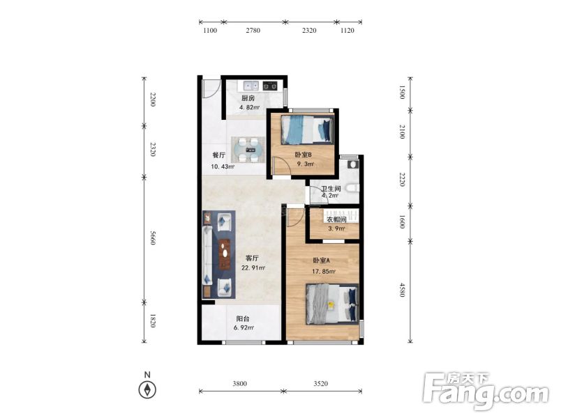 申花融信府2室2厅
