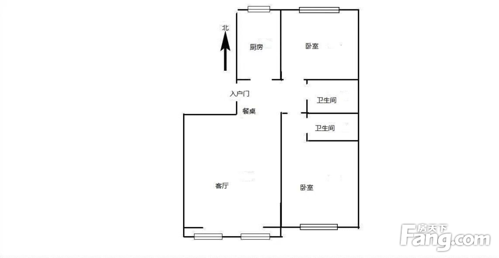 两房户型图 南北图片