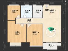 荣安星院3室2厅1卫南朝向192.0万元/套出售