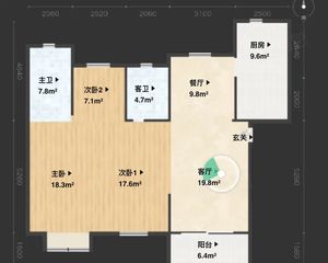 电梯房 满二 双卫格局 商品房 南向采光好 次新房