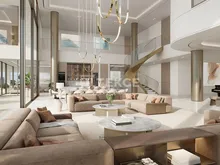 迪拜市中心(Downtown Dubai)标志性哈利法塔旁的