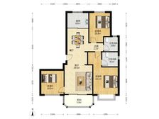 万达旁 次新房 三房朝南 新风和中 央空调 拎包入住