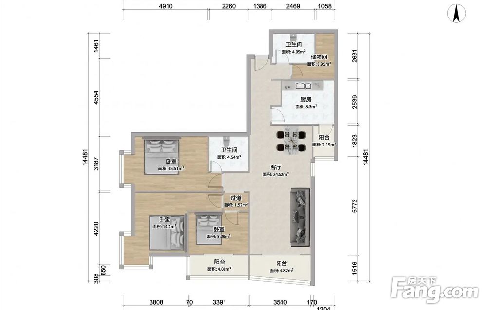 国兴家园精装三居人车分流