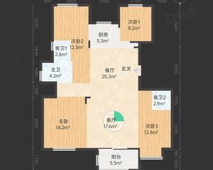 悦山湖4室2厅3卫南朝向159.0万元/套出售