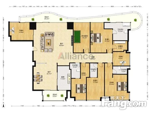 恒禾七尚5室2厅3卫毛坯2698万元