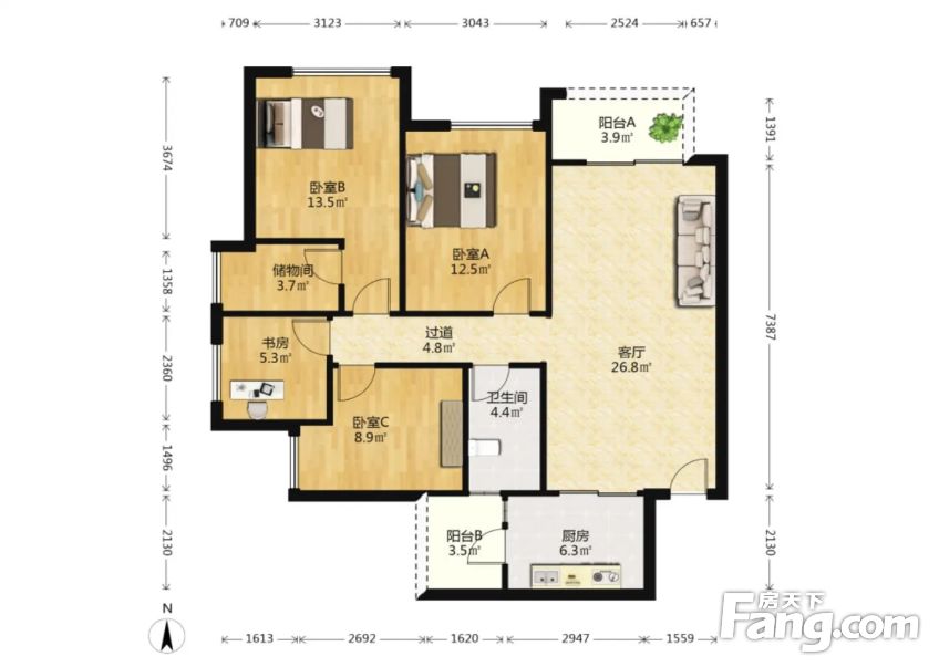 魯能領秀城4街區北區4室1廳東南