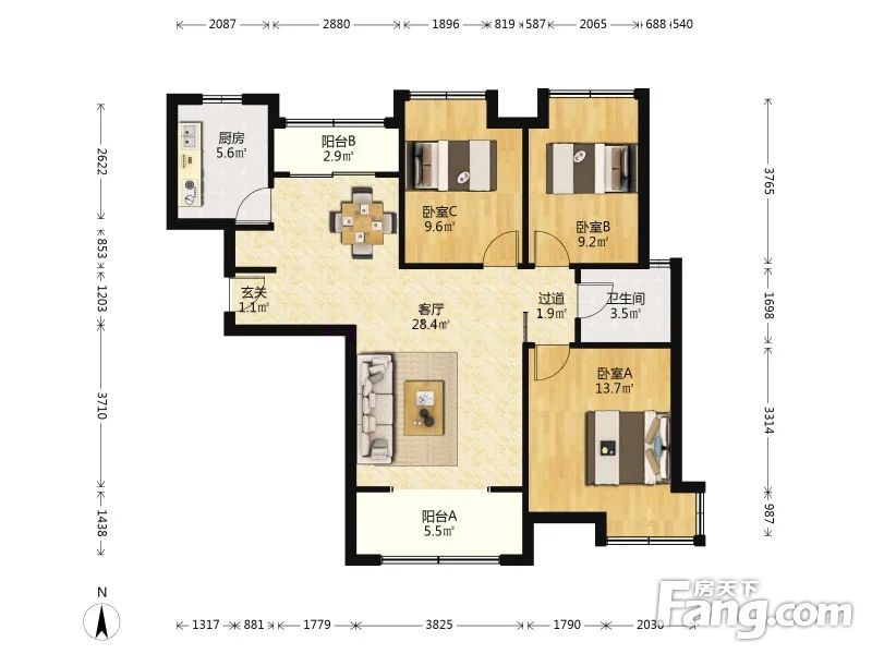 鑫苑名家3室2厅11564平