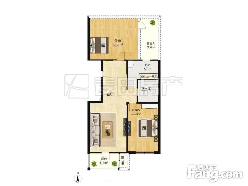 出售兰德华庭2室南北向精装修