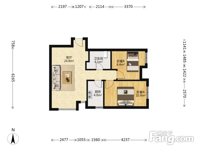 天洋城2室1厅7287平