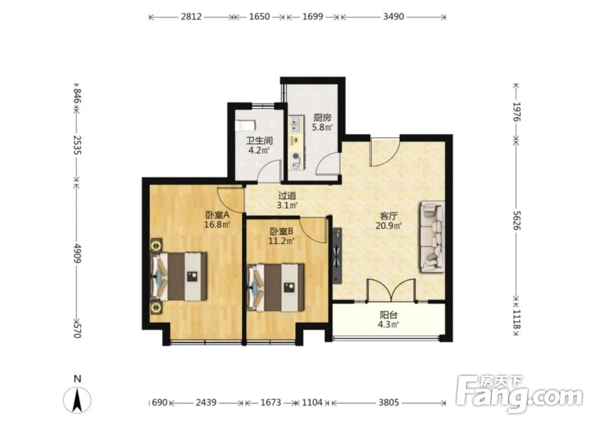 薪登记公园壹号旁花园社区双阳两室视野开阔满二没大税