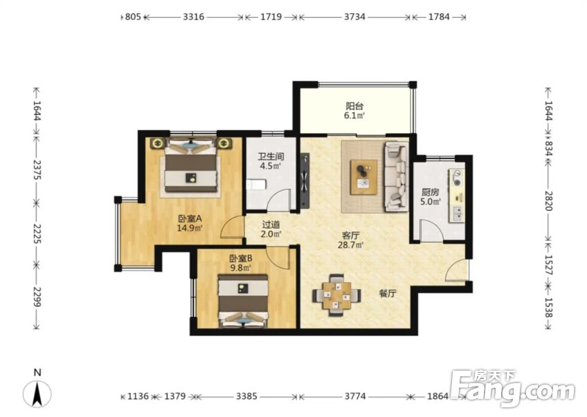 世融嘉城经典大两室户型方正低价出售