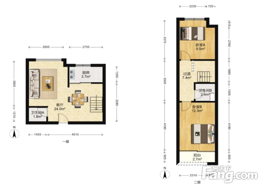 阳光城翡丽湾2室2厅2卫精装修42万元40平米