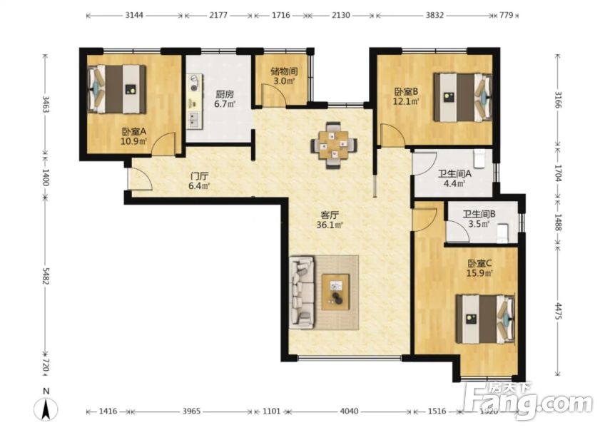 保利花园3室2厅2卫精装160万元