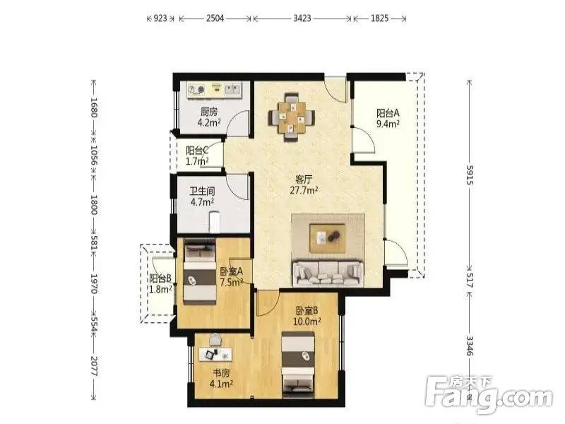 万科城市花园2室2厅8318平