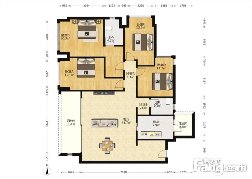 南滨路长嘉汇可以侧看江横厅户型户型方正