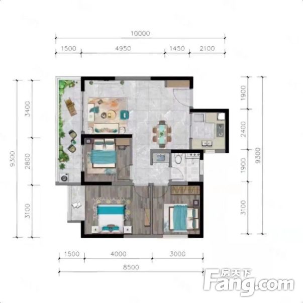 单价6000准现房,昆明呈贡经济开发区富康城·紫悦台二手房 三室 - 房