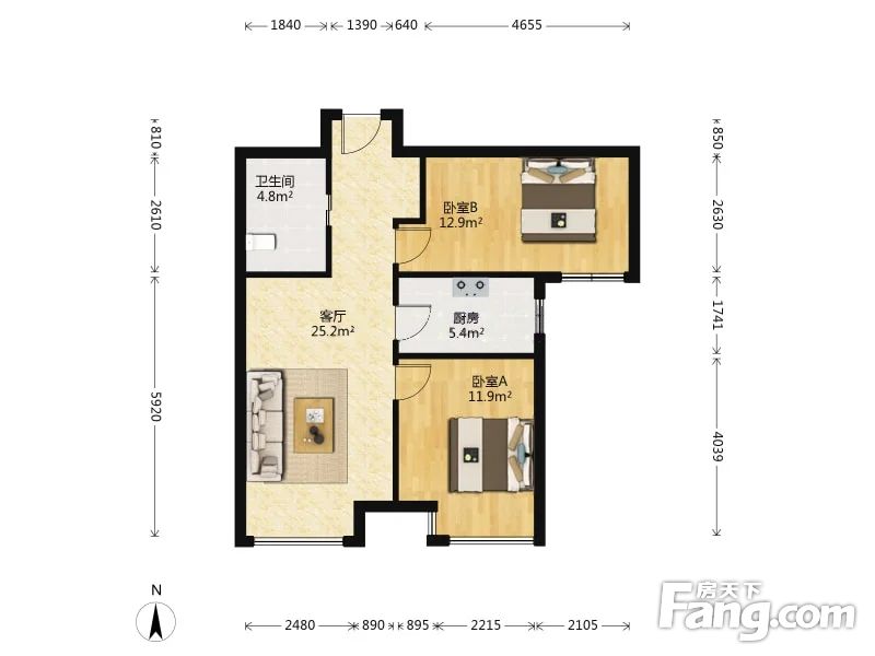 中介费1个点泰达城河与海2室1厅