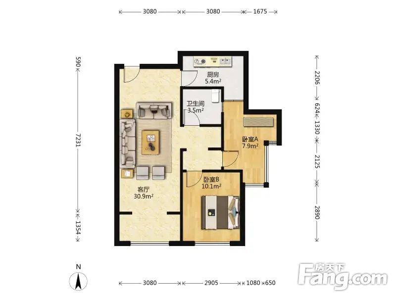 复地悦城二期2室2厅6782平