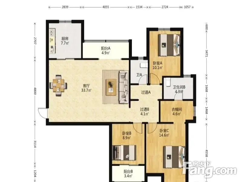 中介费1% 金地格林东郡 3室2厅 129.61平 满二精装,武汉东湖高新区光