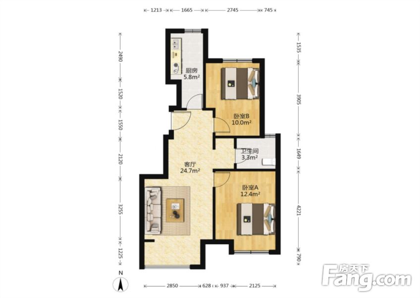 精装修自住两室中间楼层通透户型采光好