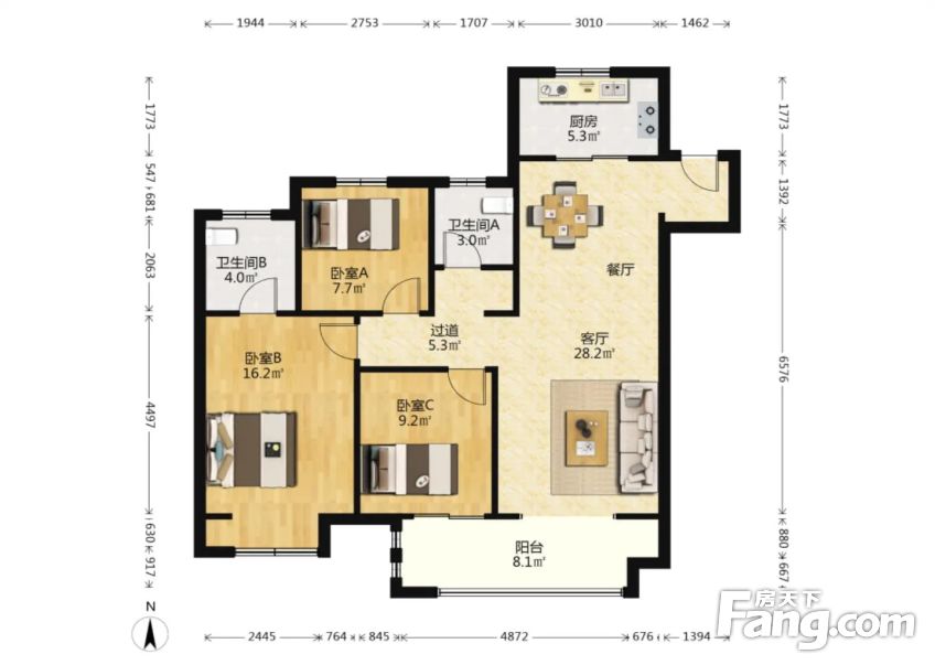 美的国宾府精装大三房装修保养好户型方正拎包入住