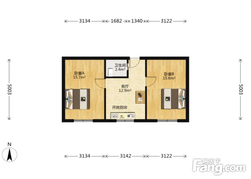 拥金1% 低楼层 双阳两居室 精装修 私产可贷款 采光好