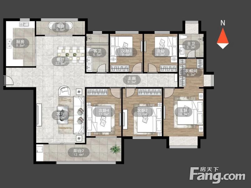 星河国际大平层181平5居南北向精装修随时看房诚心出售