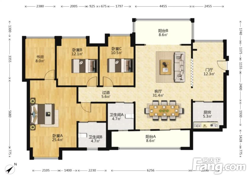 华都美林湾3室2厅2卫精装修265万元